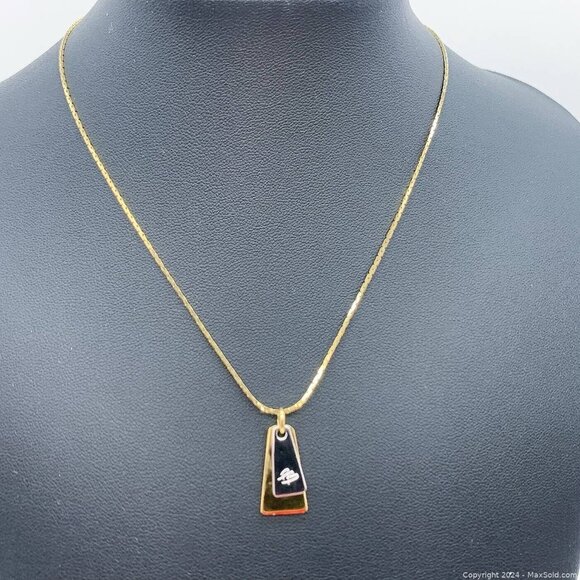 Vintage Pierre Balmain signed gold plated dog tag necklace gold and silver - Picture 4 of 9